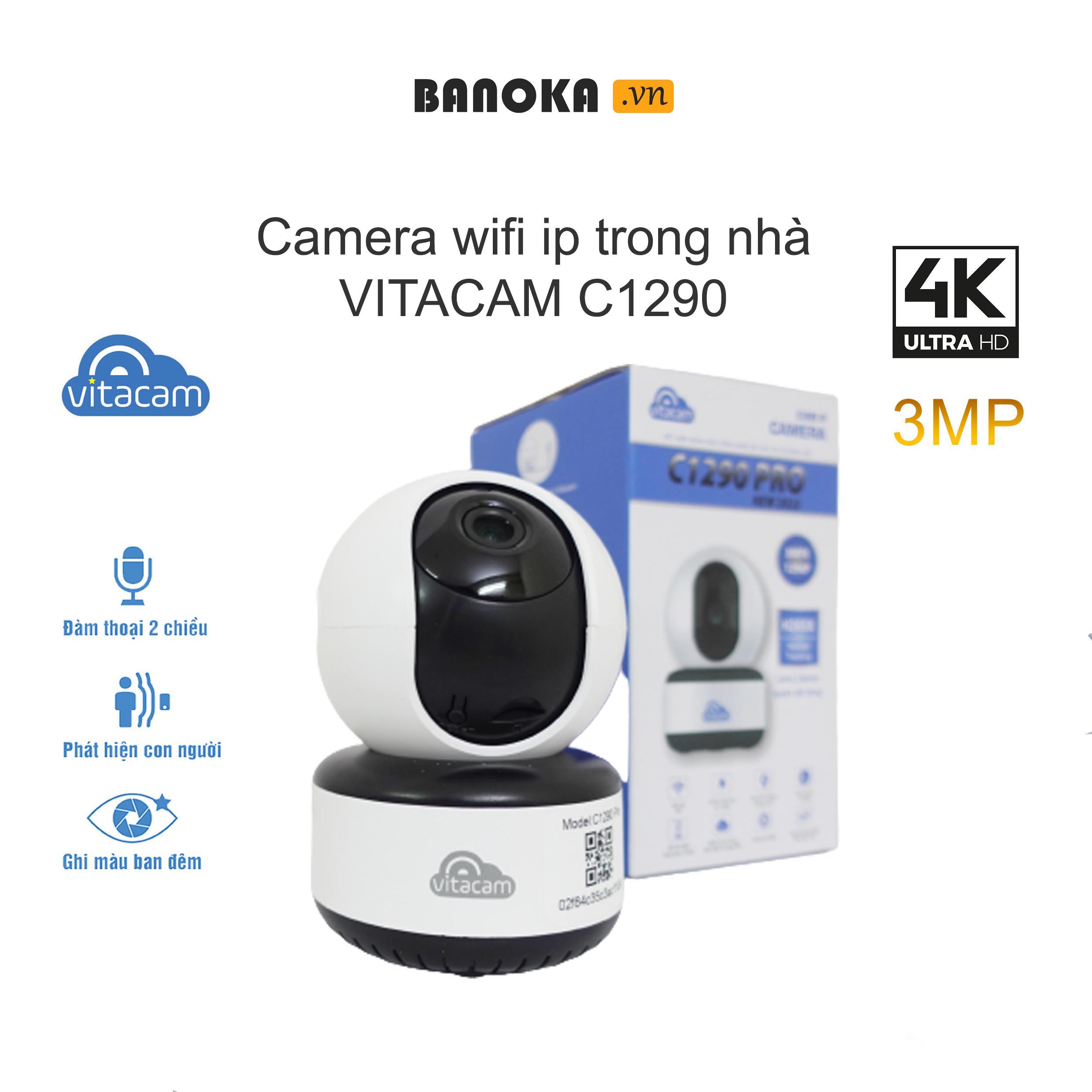 Camera VITACAM C1290 Pro thế hệ mới 2023 - ĐỘ PHÂN GIẢI 3MPX CHUẨN ULTRA HD - LENS 2,8MM